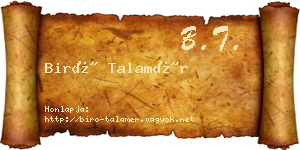 Biró Talamér névjegykártya